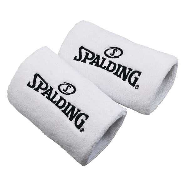 2 stk Spalding White wristband/Svedbånd med logo. 2 stk Spalding White wristband/Svedbånd med logo.
